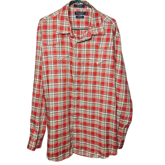 Daniel Cremieux Pearl Snap  Red Blue Plaid Western Style Shirt Top Size XXL - Picture 1 of 7